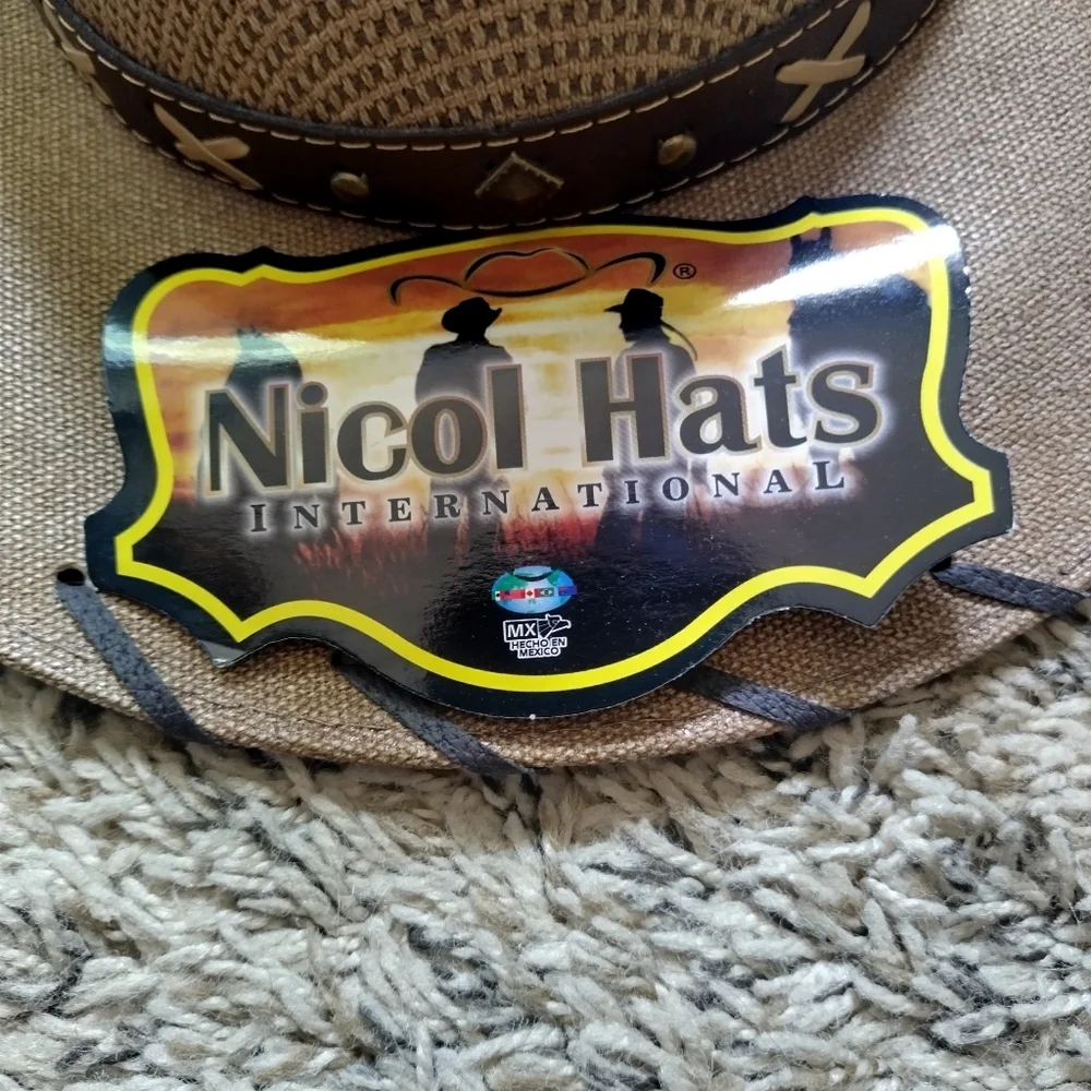 NWT Nicol Hats Mexico Theme Straw International Cowboy Western Hat sz M